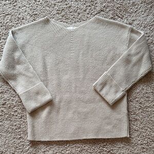 OAK + FORT Cream Ribbed Sweater